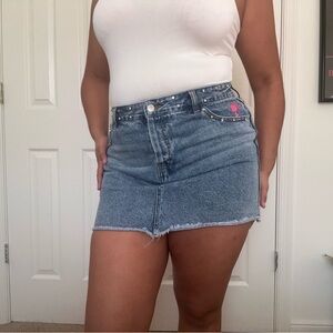 Barbie Blue Denim Skirt with Pink Embroidery